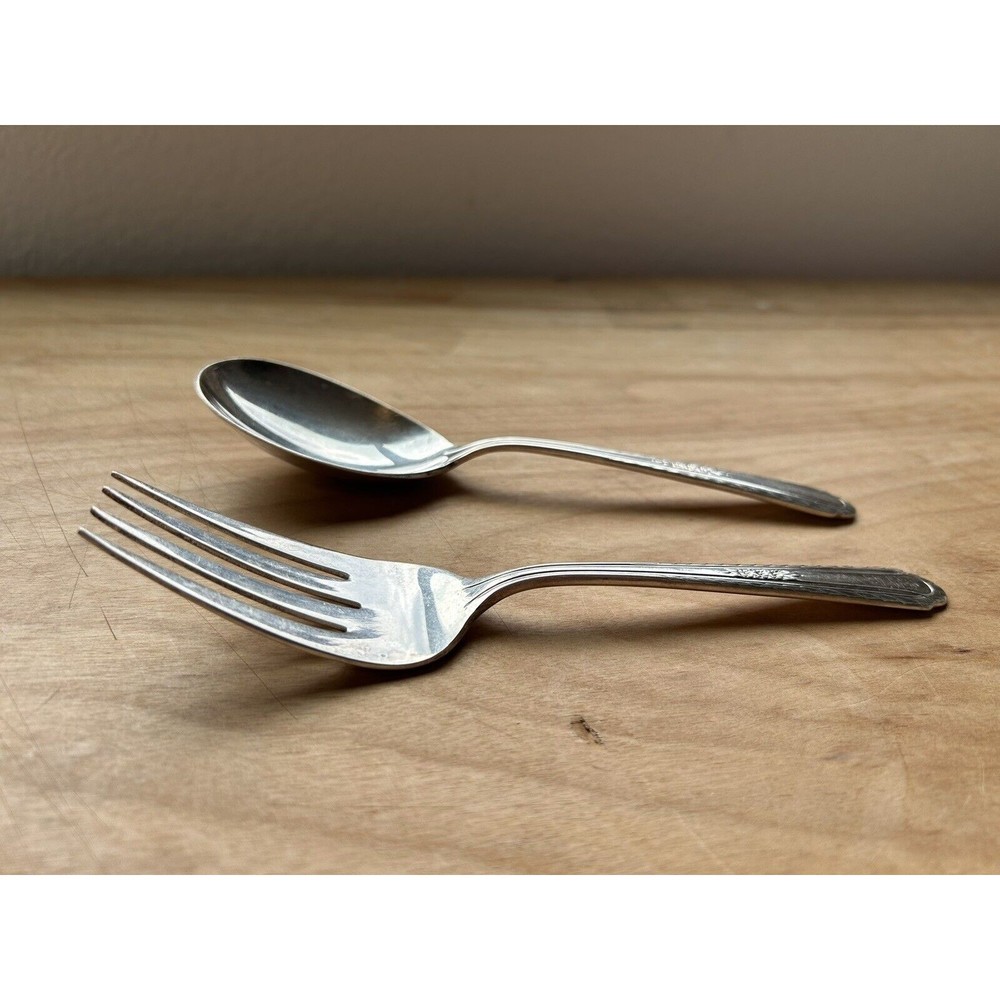 WENTWORTH 1938 H & T Mfg. Co. MEAT Fork BERRY Spoon Silverplate Set